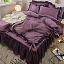 GobekUsa Korean Bed Skirt Set with Ruffled Edges - Solid, Skin-Friendly Bedding Kit