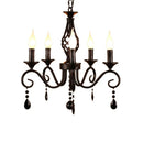 GobekUsa Crystal Pendant Chandelier Light for Home and Bedroom - Black Iron Ceiling Lamp
