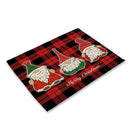 GobekUsa Christmas Linen Dining Table Mats - Festive Home Decor with Santa Claus Print