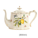 GobekUsa Gold Edge Cup & Saucer Set: Lemon Teapot, Coffee Mug, Ceramic Plates & Drinkware