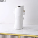 GobekUsa Gold Rose Relief Ceramic Vase, Elegant Desk Floral Vase for Room Decor