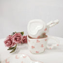 GobekUsa Hand Painted Heart Handle Ceramic Love Mug - Pink
