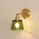 GobekUsa Clear Glass LED Wall Sconce with Pull Chain Switch, Brass E27, Bedroom Reading Light