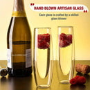 GobekUsa Double Wall Stemless Champagne Glasses Set for Wedding - 6Pcs