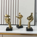 GobekUsa Golden Abstract Mask Statue 16cm Art Figure Thinker for Home Office Decor