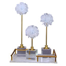 GobekUsa Crystal Flower Glass Craft Hyalinite Sculpture Metal Decor Figurine