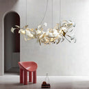 GobekUsa Leaf Branch Ceramic Chandelier | Modern Golden Lighting Fixture for Living Room