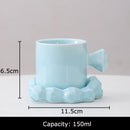 GobekUsa Bowknot Decor Porcelain Cup & Saucer Set - Elegant Coffee Mug for Dining Table