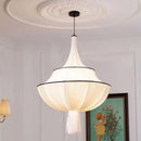 GobekUsa Creamy E27 Foyer Chandelier: French-Inspired LED Pendant Lights for Bedroom, Art Decor Lampara