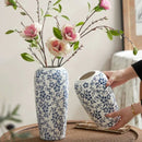 GobekUsa Blue & White Ceramic Vase, Ice Crack Flower Arrangement, Living Room Décor & Planting