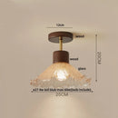 GobekUsa Amber Glass Wood LED Ceiling Light Fixture for Modern Living Room.