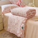 GobekUsa Korean Cotton Patchwork Quilt with Lace and Ruffle for Summer