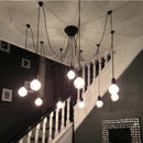 Black Industrial Spider Pendant Light, 6-Light Iron