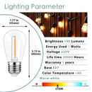 GobekUsa Dimmable LED Filament Bulb Warm White 2700K Shatterproof Waterproof IP44