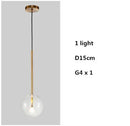 GobekUsa Clear Glass Globe LED Pendant Chandelier for Dining Room and Living Room