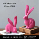 GobekUsa Abstract Rabbit Figurines: Flocking Bunny Resin Art Decor Ornaments