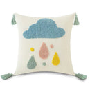 GobekUsa Boho Yellow Rainbow Star Moon Embroidery Pillow Cover 45x45cm with Tassels