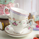 GobekUsa Bone China Flower Tea Cup Set, 180ml, Phnom Penh Afternoon Teacups for Home, Office, Hotel
