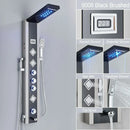 GobekUsa Black LED Waterfall Rain Shower Panel Faucet Set with Massage Jets