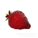 GobekUsa Glass Red Strawberry Figurine Crystal Fruit Miniature Ornament Decor