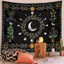 GobekUsa Celestial Moon Phase Floral Tapestry Wall Hanging
