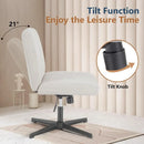 GobekUsa Armless Wide Desk Chair - Modern Office Chair with Cross-Legged Design