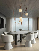 GobekUsa Leather Glass Ball Pendant Light for Living Room, Adjustable Belt DIY Fixture