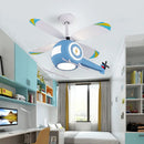 GobekUsa Aircraft LED Ceiling Fan Light Remote Dimming Chandelier for Kids Bedroom