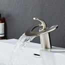 GobekUsa Golden/White & Black Waterfall Basin Faucet - Brass Sink Mixer Tap - Hot & Cold