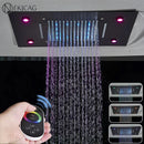 GobekUsa LED Shower Faucet Ceiling Mount Rainfall Waterfall Head Shower Set