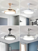 GobekUsa LED Invisible Fan Lamp Modern Ceiling Chandelier for Living Room Bedroom