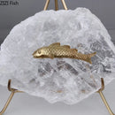 GobekUsa Golden Fish Crystal Ornament Home Decoration Metal Statue
