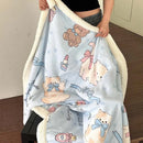 GobekUsa Cartoon Lamb Wool Blanket - Thick, Printed Coral Fleece Sofa Cover
