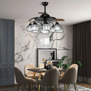 GobekUsa Black Crystal LED Ceiling Fan Chandelier, 6/9 Heads, Remote Control, Reverse Motor