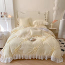 GobekUsa Lace Princess Bedding Set: Romantic Ruffles & Bow Duvet Cover, Sheet, Pillowcases