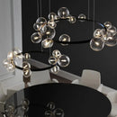 GobekUsa Black Glass Ring Pendant Light - Nordic Style LED Chandelier for Home Decor
