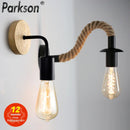 GobekUsa Hemp Rope Wall Lamp E27 Indoor Outdoor Loft Industrial Sconce Bedside Lamp