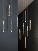 GobekUsa Crystal Chrome LED Chandelier: Elegant Duplex Stair Lighting for Modern Interiors