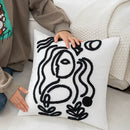 GobekUsa Abstract Art Line Cushion Cover Plush Embroidered Pillowcase