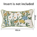 GobekUsa 3D Pink Flower Farmhouse Style Cushion Cover 45x45cm - Embroidered Sofa, Bed, Living Room