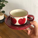 GobekUsa Fruits Pattern Porcelain Coffee Mug Set for Dining Table and Afternoon Tea