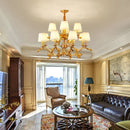 GobekUsa Gold Copper Chandelier with Fabric Shades & LED Lighting