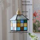 GobekUsa Colorful Glass Magic Cube LED Pendant Lights Tiffany Style Wood Hang Lamp
