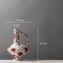 GobekUsa Geometric Graffiti Ceramic Vase with Handles for Home Decor and Floral Arrangements.