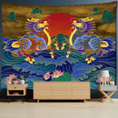 GobekUsa Golden Dragon Totem Carving Tapestry: Mysterious Psychedelic Wall Hanging