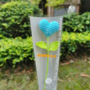 GobekUsa Hand Woven Love Heart Yarn Crochet Flower Bouquet with Green Leafy Branch