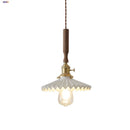GobekUsa Ceramic Walnut Wood LED Pendant Light Fixture for Dining Room and Home Decor
