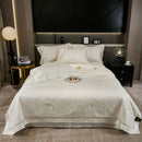 GobekUsa Eucalyptus Fiber Jacquard Summer Quilt Set with Soft Silky Comforter, Sheet, Pillowcases