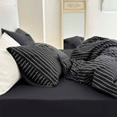 100% Cotton Black Stripe Duvet Cover Set in Various Sizes by GobekUsa