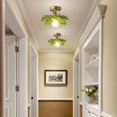 GobekUsa Green Flower Glass Copper Ceiling Light - Nordic Modern LED, Living Room Bedroom Hallway Fixtures